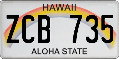 HI license plate ZCB735