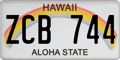 HI license plate ZCB744