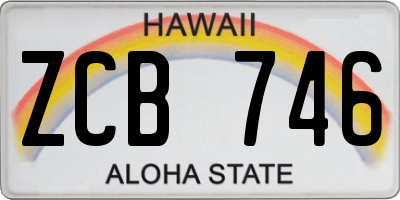 HI license plate ZCB746