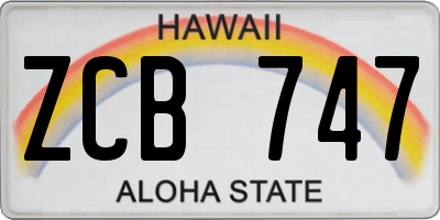 HI license plate ZCB747