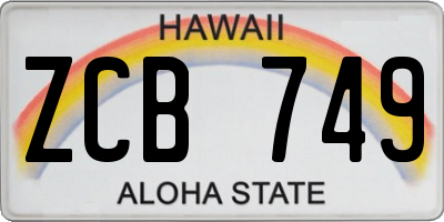 HI license plate ZCB749