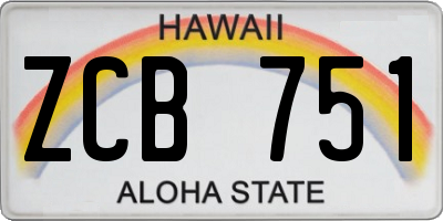 HI license plate ZCB751