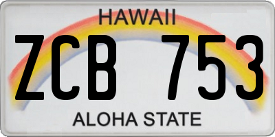 HI license plate ZCB753