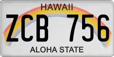 HI license plate ZCB756