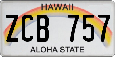 HI license plate ZCB757