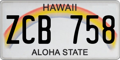 HI license plate ZCB758