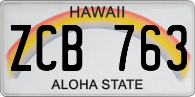 HI license plate ZCB763