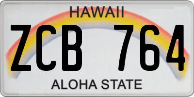 HI license plate ZCB764