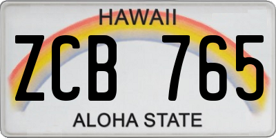 HI license plate ZCB765