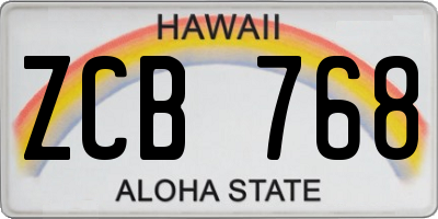 HI license plate ZCB768