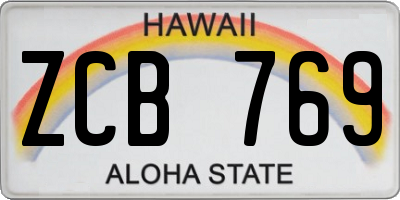 HI license plate ZCB769