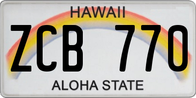 HI license plate ZCB770