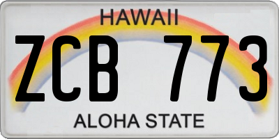 HI license plate ZCB773