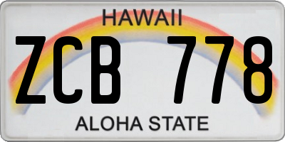 HI license plate ZCB778