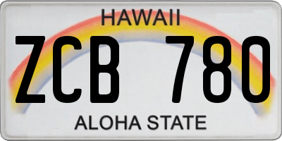 HI license plate ZCB780