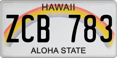 HI license plate ZCB783