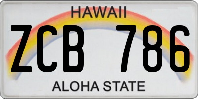 HI license plate ZCB786