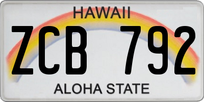 HI license plate ZCB792