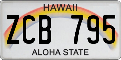 HI license plate ZCB795
