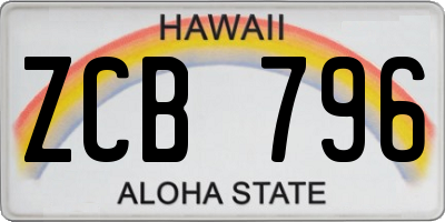 HI license plate ZCB796