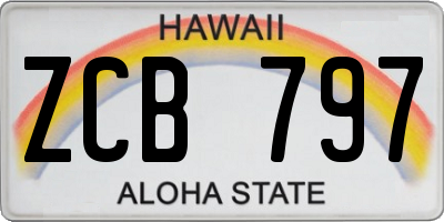 HI license plate ZCB797
