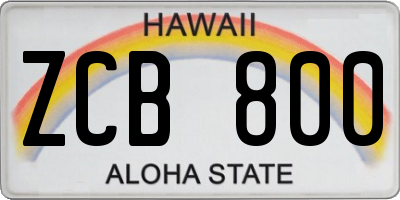 HI license plate ZCB800