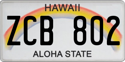 HI license plate ZCB802
