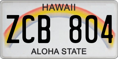 HI license plate ZCB804