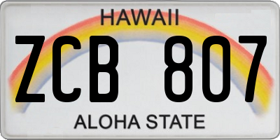 HI license plate ZCB807