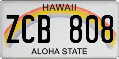 HI license plate ZCB808