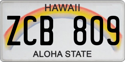 HI license plate ZCB809