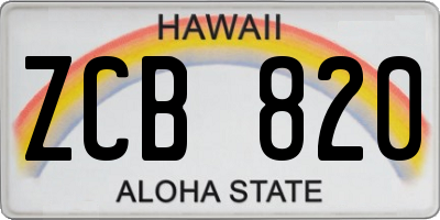HI license plate ZCB820