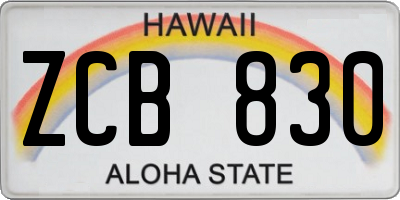 HI license plate ZCB830