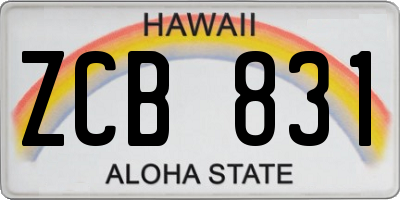 HI license plate ZCB831