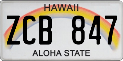 HI license plate ZCB847