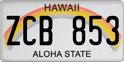 HI license plate ZCB853