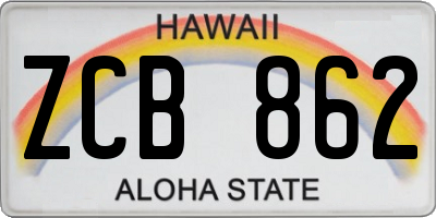 HI license plate ZCB862