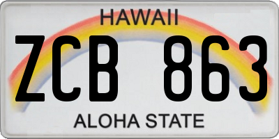 HI license plate ZCB863