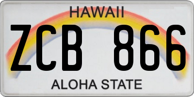 HI license plate ZCB866