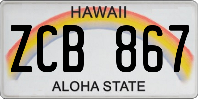 HI license plate ZCB867