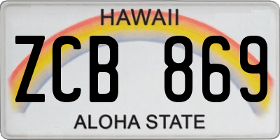 HI license plate ZCB869