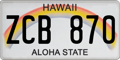 HI license plate ZCB870