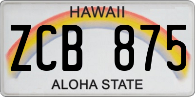 HI license plate ZCB875