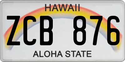 HI license plate ZCB876