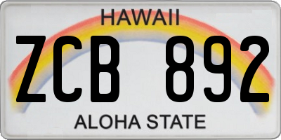 HI license plate ZCB892