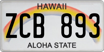 HI license plate ZCB893