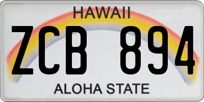 HI license plate ZCB894