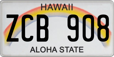 HI license plate ZCB908
