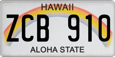 HI license plate ZCB910