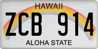 HI license plate ZCB914